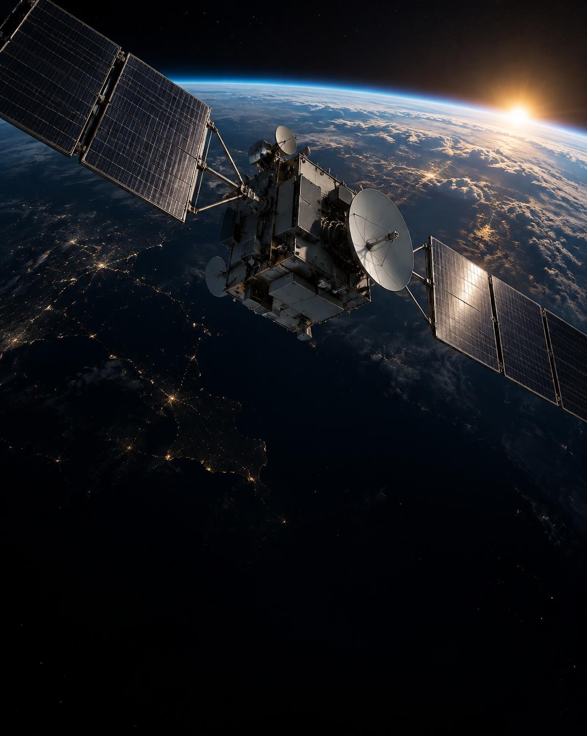 Generic communications satellite orbiting above Earth